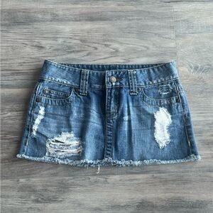 Low Rise Denim Mini Skirt